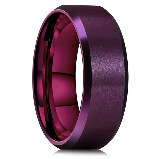 Luckacco Fashion Men 8mm Rose Gold Color Stainless Steel Rings Double Groove Pattern Promise Rings For Men Wedding Jewelry Accessories