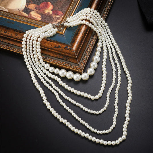 Luckacco Multilayered Imitation Pearl Necklace for Woman Luxury Jewelry High Quality Fashion Woman Necklaces