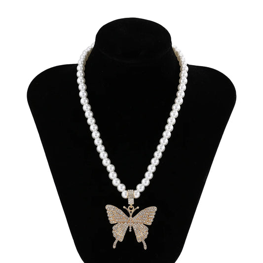 Luckacco Multi-Layer White Imitation Pearl Necklace Bead  Chain Punk Ladies Wedding Short Clavicle Necklac Girl Charm Banquet Jewelry