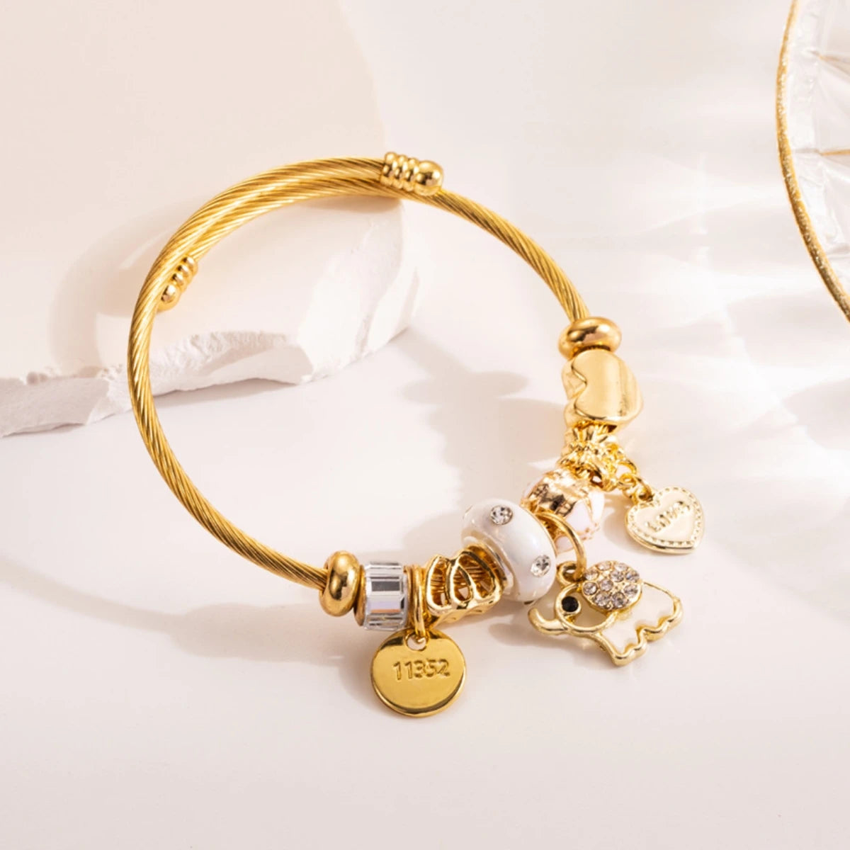luckacco fashion multi element stainless steel circle panjiadora beaded love bracelet suitable for women's dating, daily holiday gifts