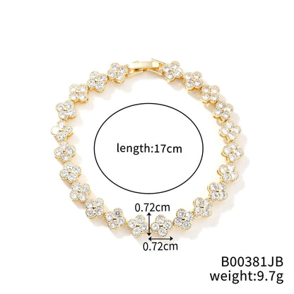 Luckacco Classic Fashion Colored Crystal Flower Lucky Bracelet Women Personalized New Stainless Steel Bracelet Party Jewelry Accessories