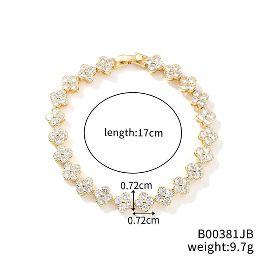 Luckacco Classic Fashion Colored Crystal Flower Lucky Bracelet Women Personalized New Stainless Steel Bracelet Party Jewelry Accessories