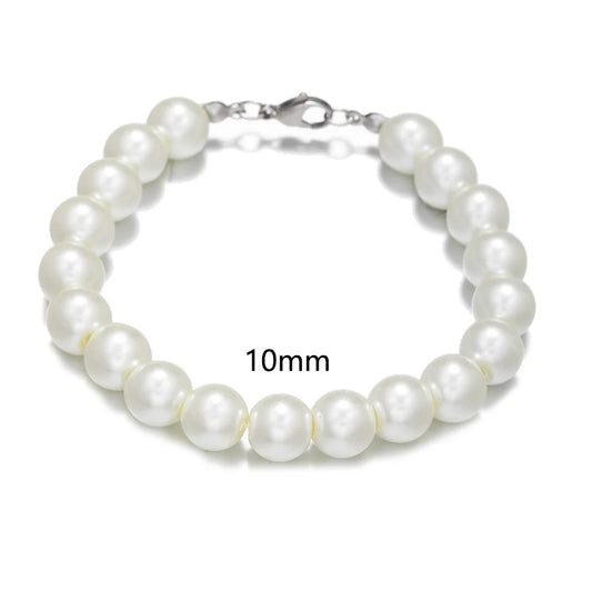 Luckacco Simple Anti-Pearl Bracelet For Men Trendy Stainless Steel Beads Women Bracelet Fashion Pearl Jewelry Party Accessories Gift