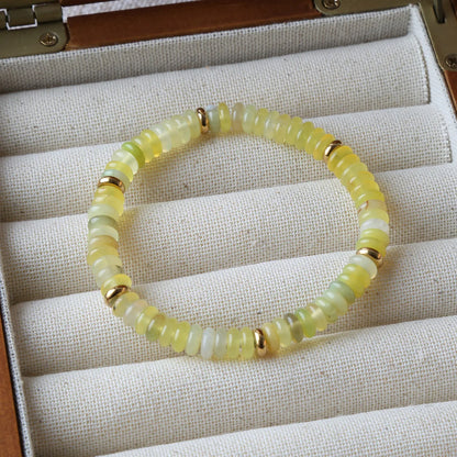 Luckacco Summer Cool Elastic Bracelet Color Beads Dopamine Girl Versatile Natural Stone Bead Trend 2024 New