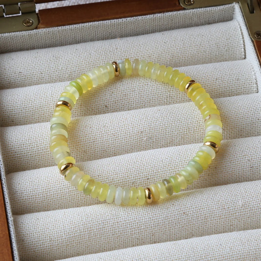 Luckacco Summer Cool Elastic Bracelet Color Beads Dopamine Girl Versatile Natural Stone Bead Trend 2024 New