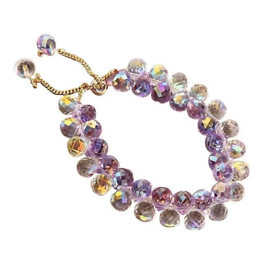 Luckacco Fashion Brilliant Purple Crystal Bracelet for Women Girls Children Exquisite Zircon Handmade Beads Charm Bracelets Jewelry Gift