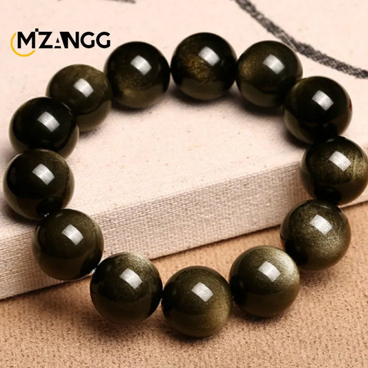Luckacco Natural Silver Obsidian Bracelet Men's and Women's Models Double Cat Eyes Silver Obsidian Gold Obsidian Lucky Amulet Hand String