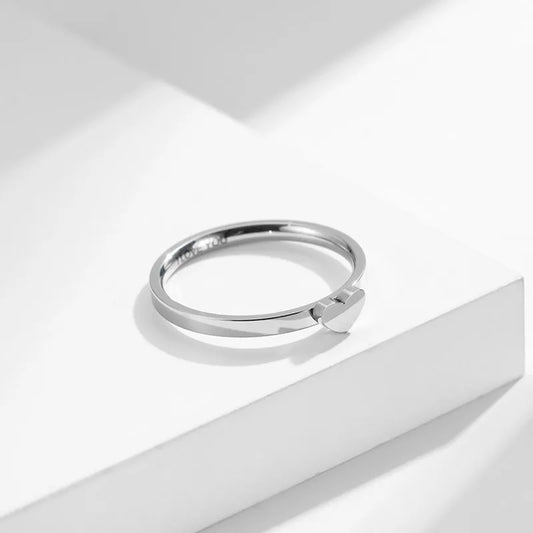 Luckacco Stainless Steel Hollow Heart Puzzle Couple Rings "I LOVE YOU" Engraved Wedding Band Ring for Women Men Size 5-12