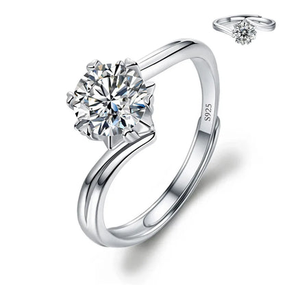 Luckacco Never Fade Luxury Classic 18K White Gold Color Ring Solitaire 2 Carat Zirconia Diamant Wedding Band Women Jewelry Accessories