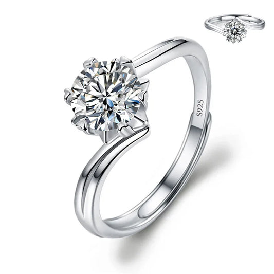 Luckacco Never Fade Luxury Classic 18K White Gold Color Ring Solitaire 2 Carat Zirconia Diamant Wedding Band Women Jewelry Accessories