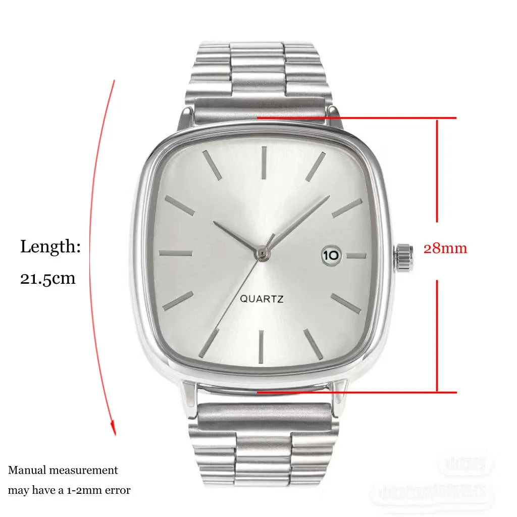 luckacco fashion brand men watch steel strap business calendar quartz watches luxury wristwatches gift  big dial clock
