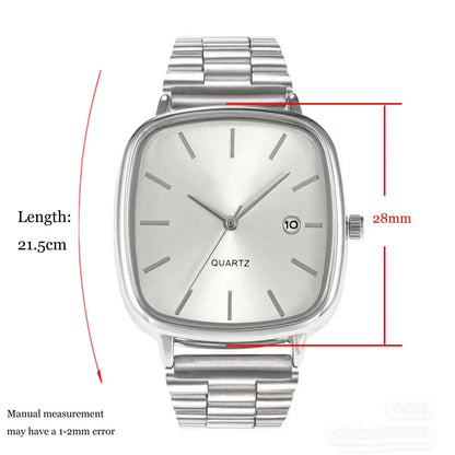 Luckacco Fashion Brand Men Watch Steel Strap Business Calendar Quartz Watches Luxury Wristwatches Gift  Big Dial Clock