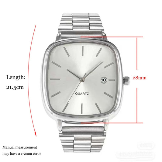 Luckacco Fashion Brand Men Watch Steel Strap Business Calendar Quartz Watches Luxury Wristwatches Gift  Big Dial Clock