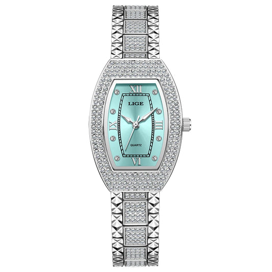 Luckacco LIGE New Original Design Luxury Diamond Watch For Women Elegant Watches Fashion Out Sport Stainless steel Waterproof Mille Clock