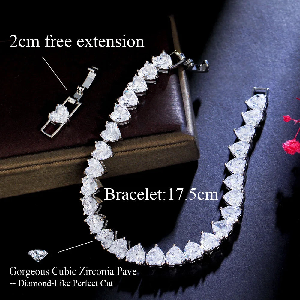 luckacco cwwzircons chic love heart shape cubic zirconia stone wedding engagement tennis bracelet for women classic cz jewelry gift cb293
