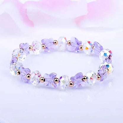 Luckacco New AB Butterfly Crystal Beaded Bracelets Women Sweet Temperament Handwork Bracelets&Bangles Charms Jewelry Making Men Bracelet