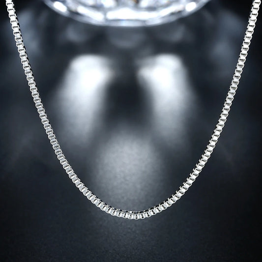 Luckacco Hot 925 Sterling Silver Necklace 16-24 inches fine 2MM Box chain For man Women high quality Fashion party Jewelry Gifts