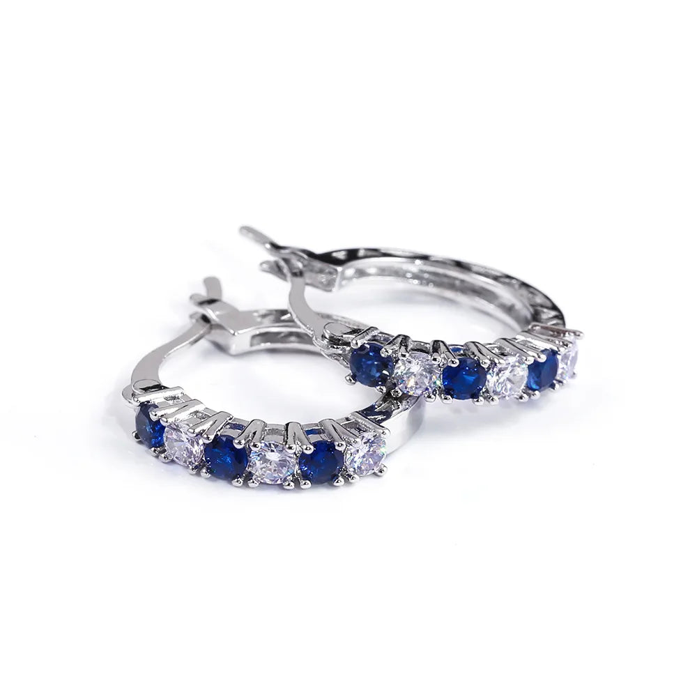 luckacco new arrival 925 sterling silver pendientes fashion round circle clear mosaic cz zircon stud earrings for women jewelry brincos