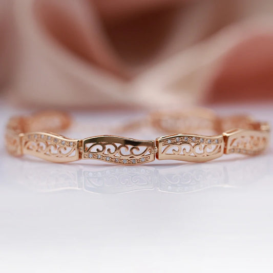 Luckacco Kinel Fashion 585 Rose Gold Ethnic Bride Bracelet For Women Luxury Natural Zircon Vintage Wedding Fine Jewelry 2022 New
