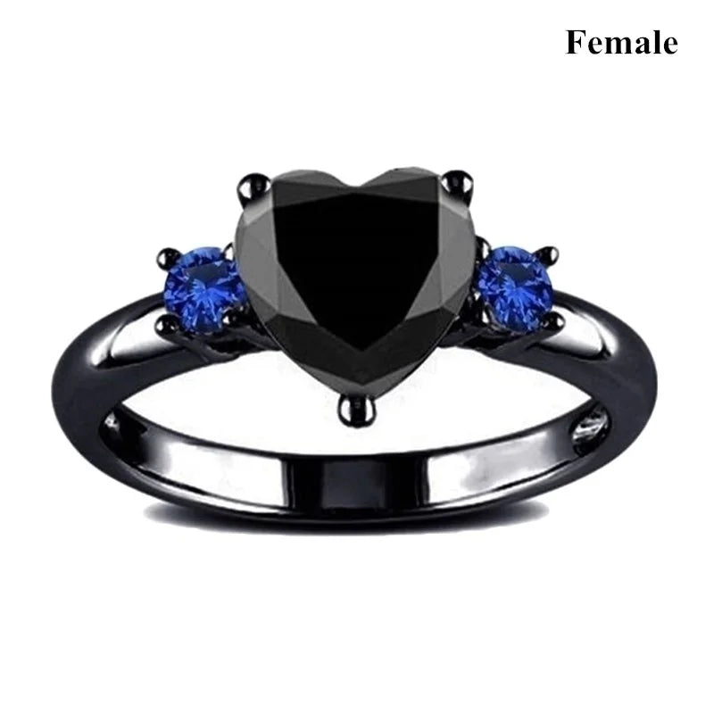 luckacco couple rings exquisite women rhinestones zirconia rings set simple gold color men stainless steel cz stone rings wedding jewelry