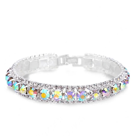 Luckacco New Arrival  925 Sterling Silver Silve Women Classic Jewelry Holiday Gift  Clear Red Cubic Zircon Bracelet& Bangle