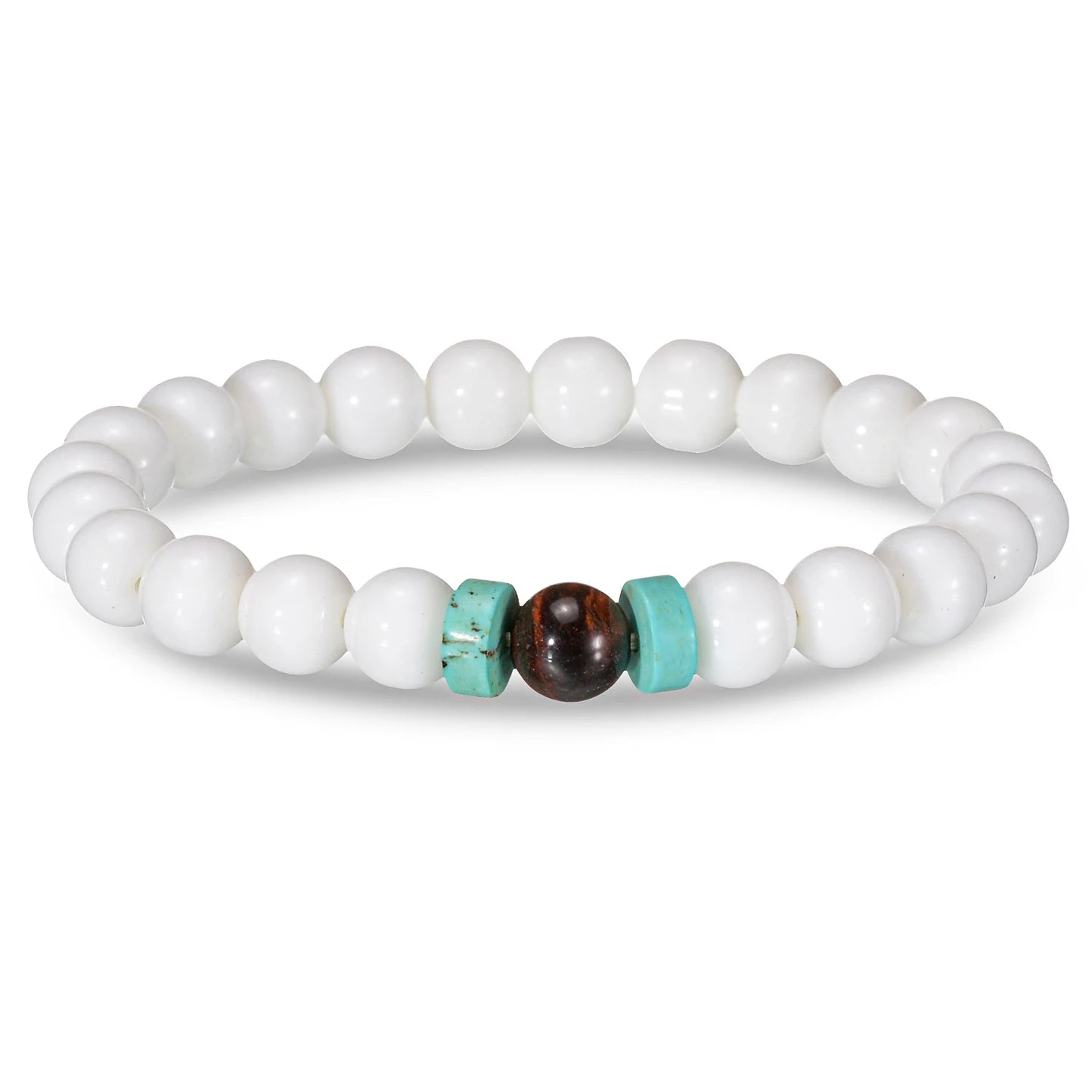 luckacco brown beaded bracelet natural stone lava tiger eye black red matte healing beads bangle stretch charm yoga for women men jewelry