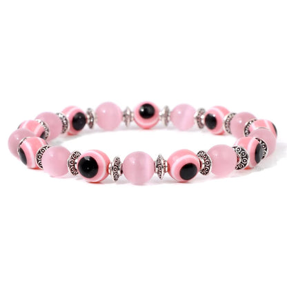 Luckacco Lucky Evil Eye Beads Bracelet Natural Stone Lava Hematite Bracelet Set Multilayer Bracelets Women Men Handmade Elastic Jewelry