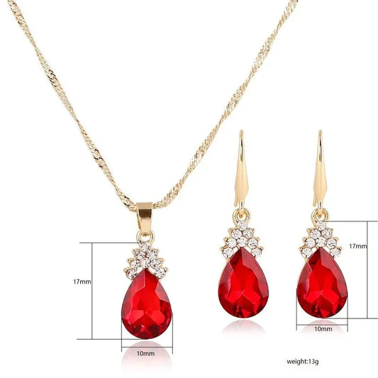 Luckacco 3pcs/set Gold color Jewelry Sets Wedding Beads Crystal Bridal Jewellery bridal necklace earrings wedding party gift set