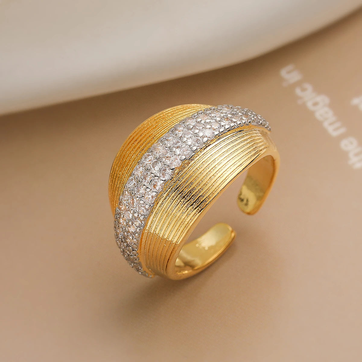 luckacco 31styles luxury aaa cubic zirconia inlay copper wedding jewelry gold color statement geometric rings for elegant women