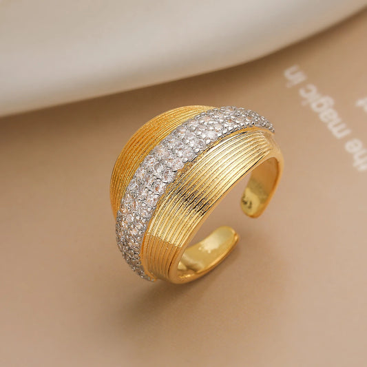 Luckacco 31styles Luxury AAA Cubic Zirconia Inlay Copper Wedding Jewelry Gold Color Statement Geometric Rings For Elegant Women