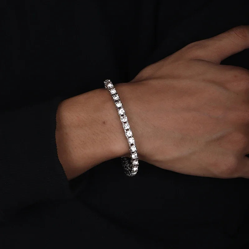 luckacco 17/19cm tennis bracelet cubic zirconia iced out crystal chain bracelet for women luxury men bracelet chain homme jewelry gifts