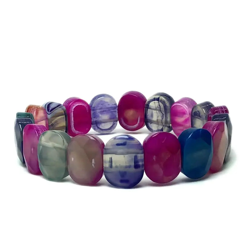 luckacco natural 10x15mm faceted flashing stone beads bracelets handmade reiki healing meditation bangles elastic rope couple jewelry