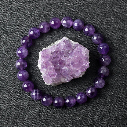 Luckacco Geniune Amethyst Natural Crystal Bracelet for Women Pulsera Amethust Bracelet Made of Real Natural Stone Beads Body-Purifying