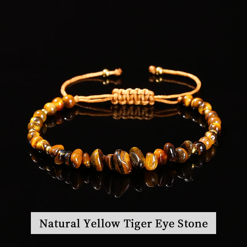 luckacco change better natural stone amethyst gravel chip bead adjustable braided bracelet women men small round bead strand healing gift