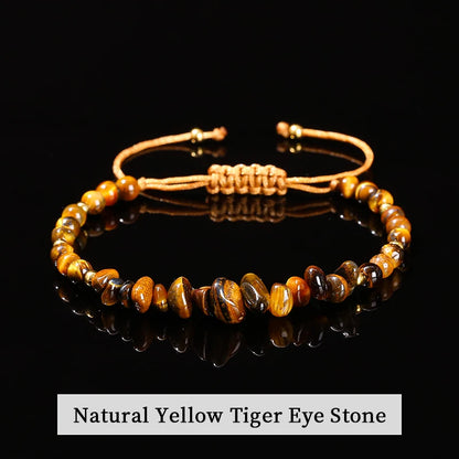 Luckacco Change Better Natural Stone Amethyst Gravel Chip Bead Adjustable Braided Bracelet Women Men Small Round Bead Strand Healing Gift
