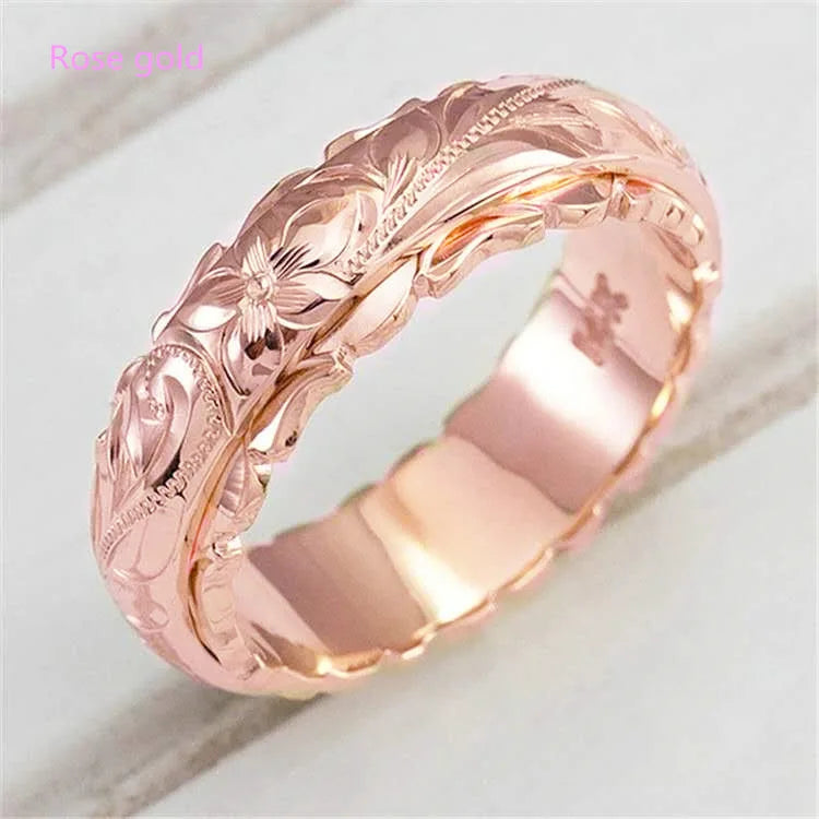 luckacco alloy carving rose flower ring - trendy unisex jewelry size 5-11 perfect valentine's day gift