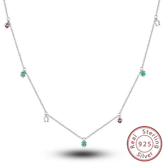 Luckacco Necklace 925 Sterling Silver Butterfly Love Heart Bear Classic Simple Adjustable Necklace For Women Girl Fashion Jewelry Gifts
