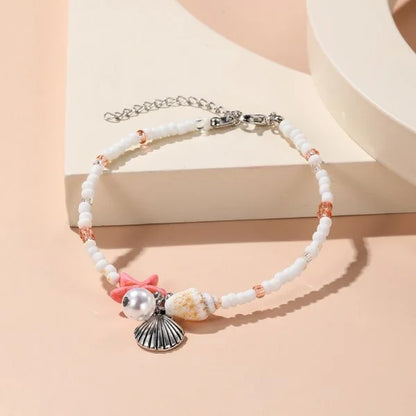 Luckacco Bohemian Imitation Shell Beads Bracelet For Women Sea Star Turtle Woven Rope Bracelet Handmade Friendship Beach Holiday  Jewelry