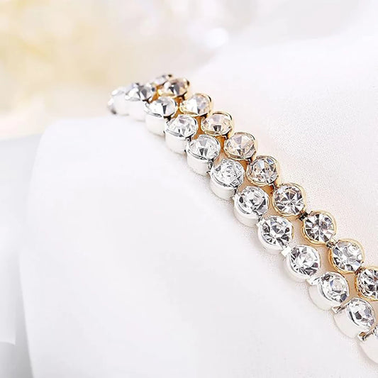 Luckacco Luxury Crystal Tennis Bracelets For Women Wedding Gift Gold Silver Color Metal Roman Chain Bracelets Cubic Zirconia Jewelry