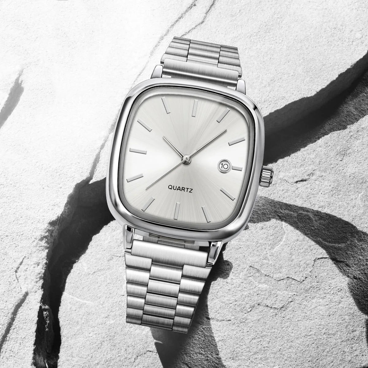 luckacco fashion brand men watch steel strap business calendar quartz watches luxury wristwatches gift  big dial clock