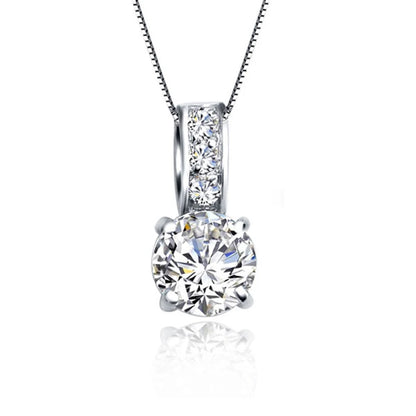 Luckacco 925 Sterling Silver Color Bridal Jewelry Set Classic Cubic Zircon Crystal Pendant  Necklace Stud Earrings for Women Girls Gift