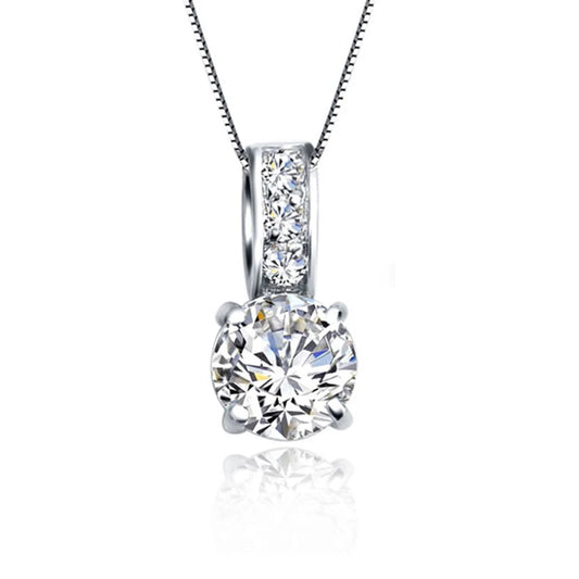 Luckacco 925 Sterling Silver Color Bridal Jewelry Set Classic Cubic Zircon Crystal Pendant  Necklace Stud Earrings for Women Girls Gift