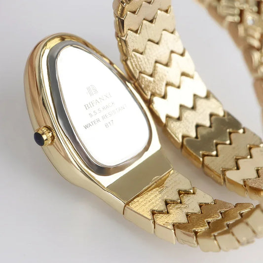 Luckacco Snake Watch for Women Hot Sale Luxury Stainless Steel Creative Watch Strap Quartz Wristwatch Fashion Lady Dress Jewelry Relogio