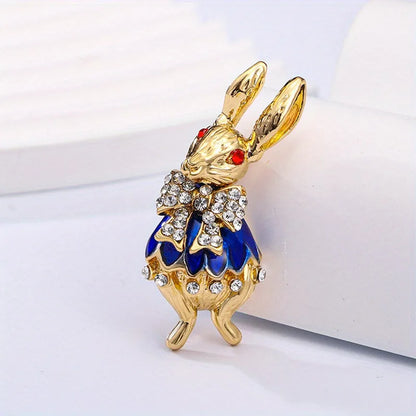 Luckacco 1PC Vintage baroque brooch ladies men's rabbit enamel crystal pin cute drip oil badge party gift dress ornaments