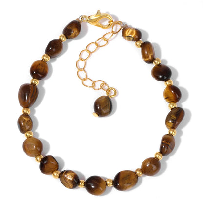 Luckacco Natural Crystal Gravel Stone Bracelets For Women Healing Irregular Amethysts Lapis Lazuli Rose Quartzs Chain Bracelet Jewelry