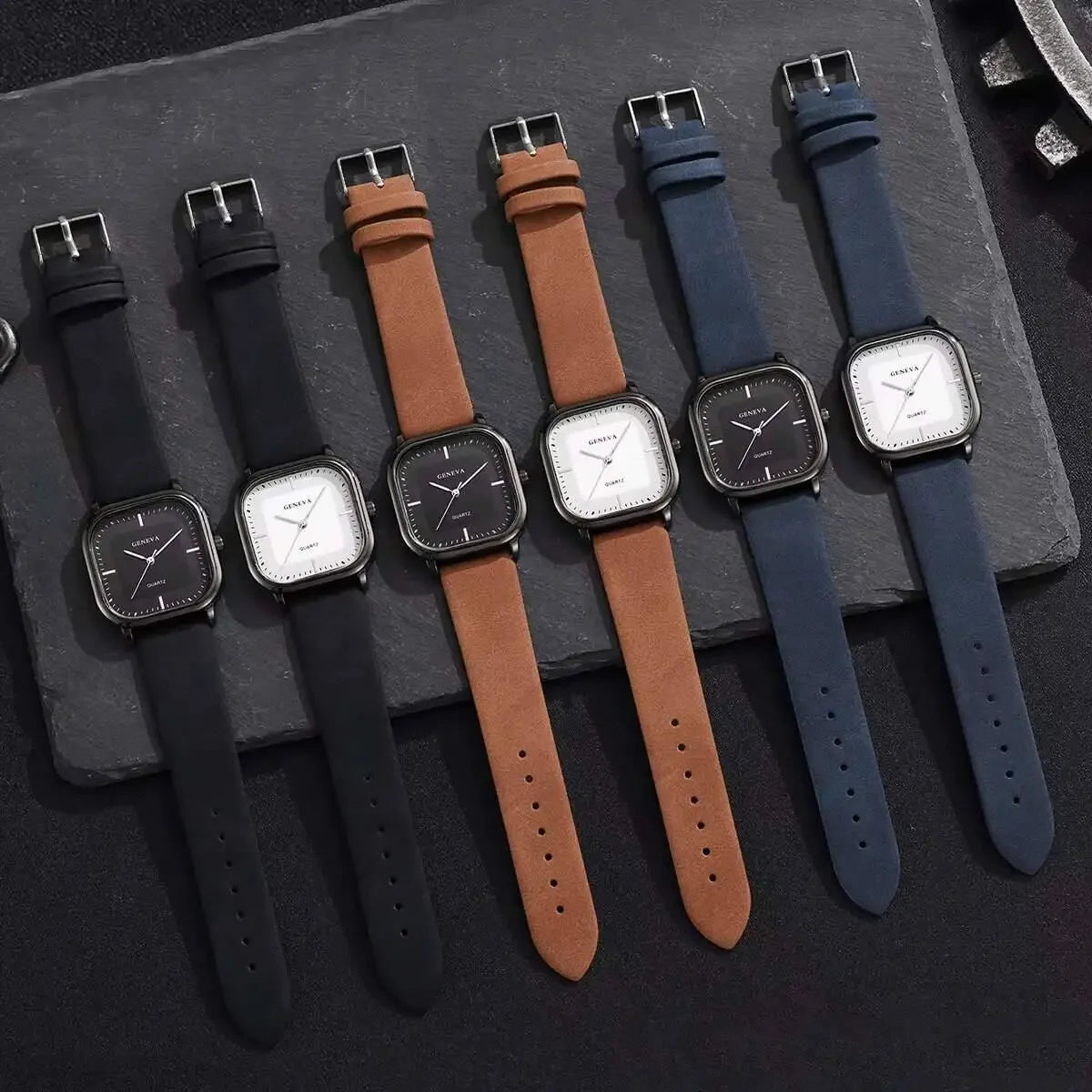 luckacco fashion square dial men watch minimalist casual leather strap quartz wristwatch man clock relogios masculino (without box)