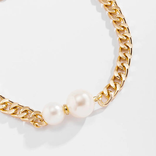 Luckacco Vintage Punk Cuban Chains Necklaces Women Gothic Imitation-Pearl Pendant Necklace Girl Chokers Fashion Accessories Jewellery
