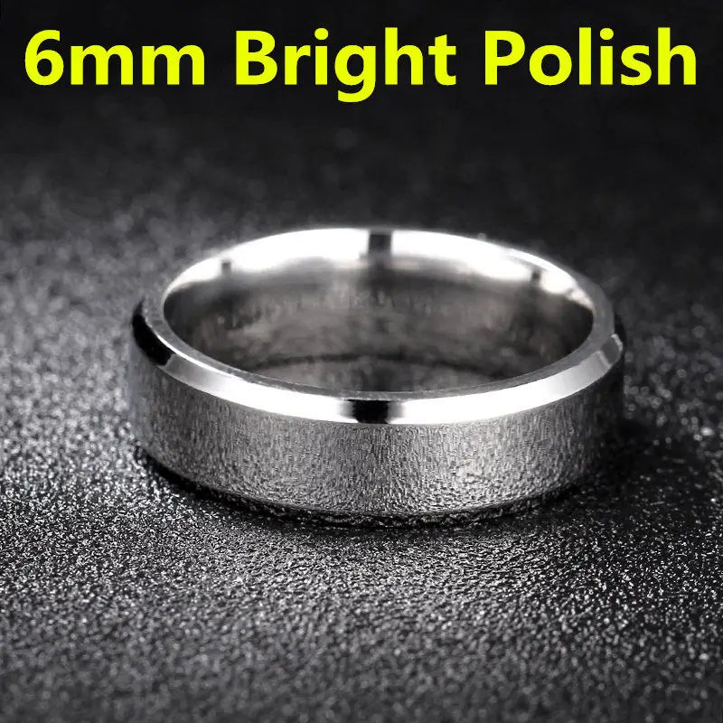 luckacco 4-8mm dull polish silver color titanium ring for men and women personalized ring customize engraved