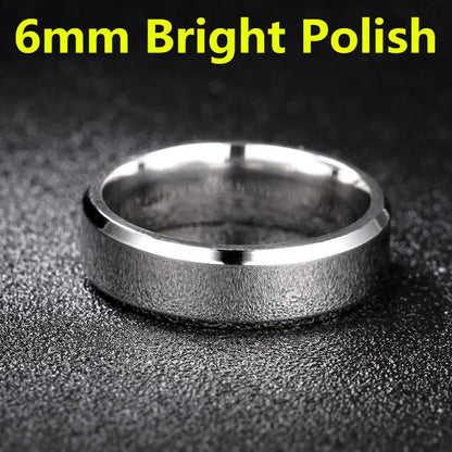 Luckacco 4-8mm Dull Polish Silver Color Titanium Ring For Men and Women Personalized Ring Customize Engraved
