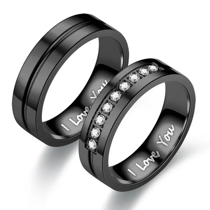 Luckacco Fashion Women Men Titanium Steel Ring Classic Letter I Love You Rings Gold Color Jewelry for Couple Weeding Gift Accessories